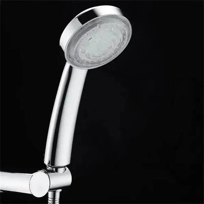 MoodGlow LED Shower Head chrome handheld showerhead with 7-color auto-changing LED lights powered by water flow, easy installation, and water-saving design
